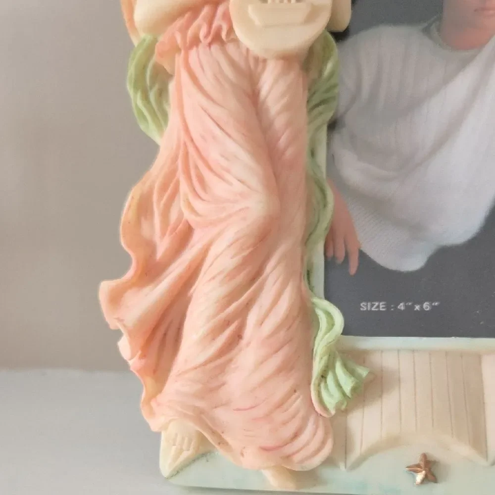 Angel Figurine Photo Frame - Cream and Pink